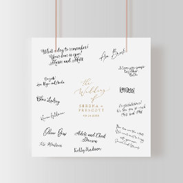 Fintvätt av Guld-kalligrafi, Bröllop Guestsignerin Poster