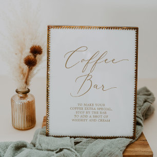 Fintvätt av Guld-kalligrafi Bröllop-kaffe Pub Poster