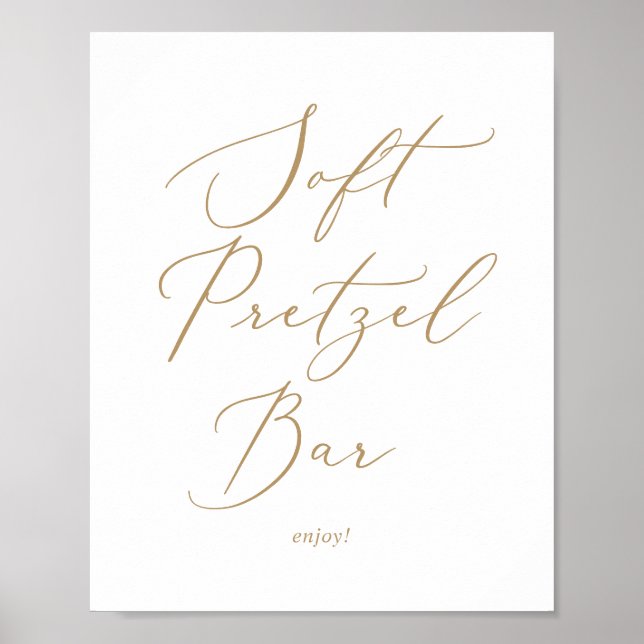 Fintvätt av Guld-kalligrafi Bröllop Soft Pretzel P Poster (Framsidan)
