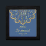 Fintvätt av Guld och Blå Bridesmaid Gift Box Minnesask<br><div class="desc">Vacker och snyggt guld emblem är en briljant gåva som är personlig.</div>