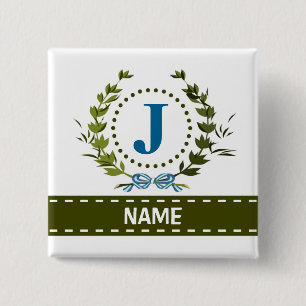 Fintvätt av ivy och Bow Namn med Monogram J Knapp