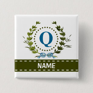 Fintvätt av ivy och Bow Namn med Monogram Q Knapp