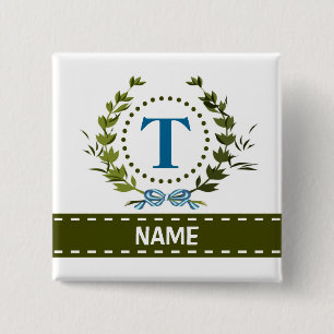 Fintvätt av ivy och Bow Namn med Monogram T Knapp