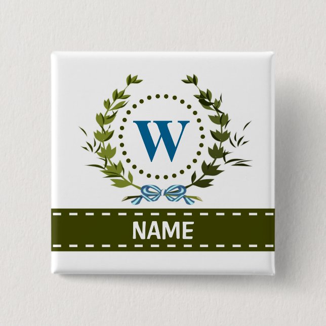 Fintvätt av ivy och Bow Namn med Monogram W Knapp (Framsida)