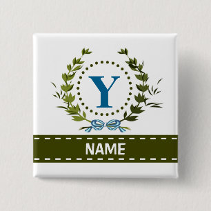 Fintvätt av ivy och Bow Namn med Monogram Y Knapp