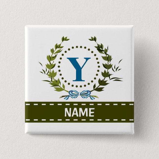 Fintvätt av ivy och Bow Namn med Monogram Y Knapp (Framsida)