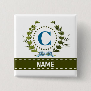 Fintvätt av ivy och Namn med Monogram C Knapp