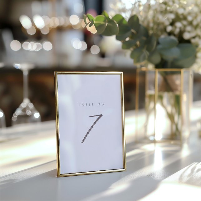 Fintvätt av kalligrafi, Bordsnumret Bord 7 Bordsnummer (Simple Minimalist Elegant Table Number)