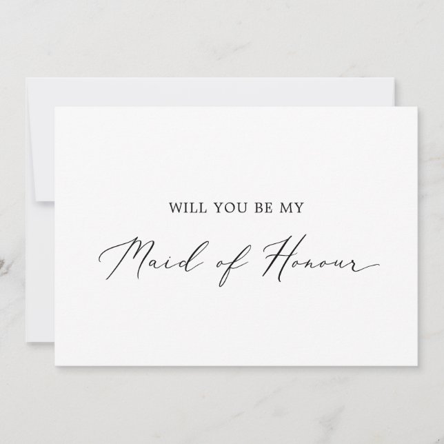 Fintvätt av Kalligrafi Maid of honor Frieri kort (Framsida)
