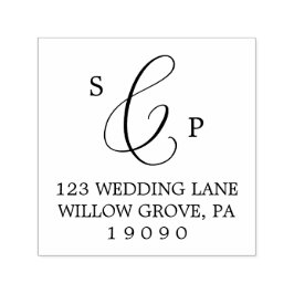 Fintvätt av kalligrafi Monogram Bröllop Självfärgande Stämpel