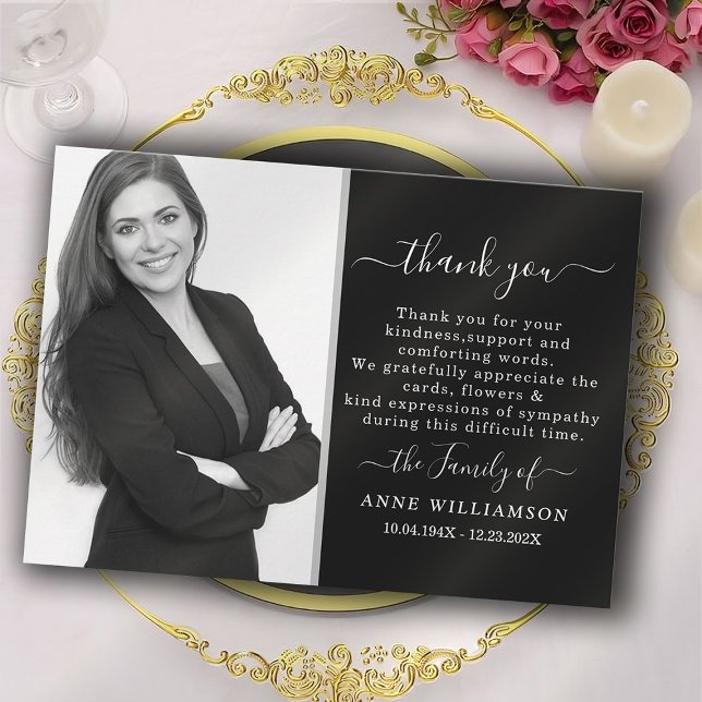 Fintvätt av kalligrafi Skript Funeral Tack-kort Tack Kort (Skapare uppladdad)