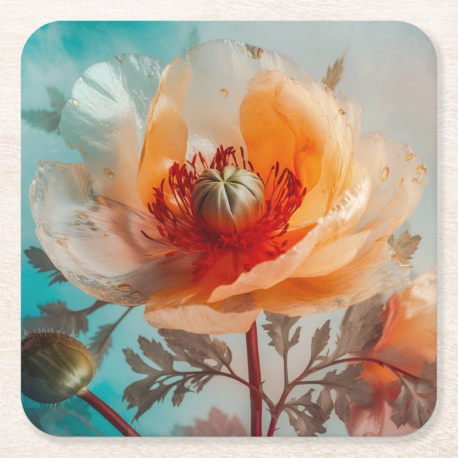 Fintvätt av känslig Orange Underlägg Papper Kvadrat (Framsidan)