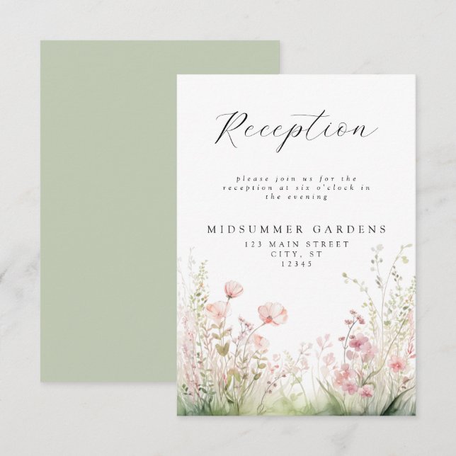 Fintvätt av känslig Wildblomsbröllop Tilläggskort (Fram/baksida)