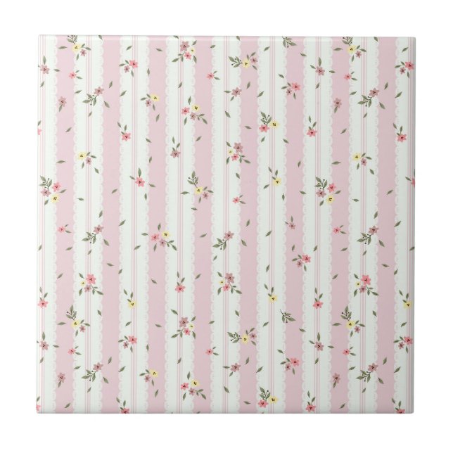 Fintvätt av keramiskt Blommönster Kakelplatta (Framsidan)