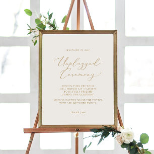 Fintvätt av keremonin för Guld Calligraphy Cream U Poster