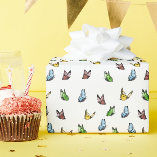 Fintvätt av kortikus, sommarfjäril presentpapper (Födelsedagsfest)
