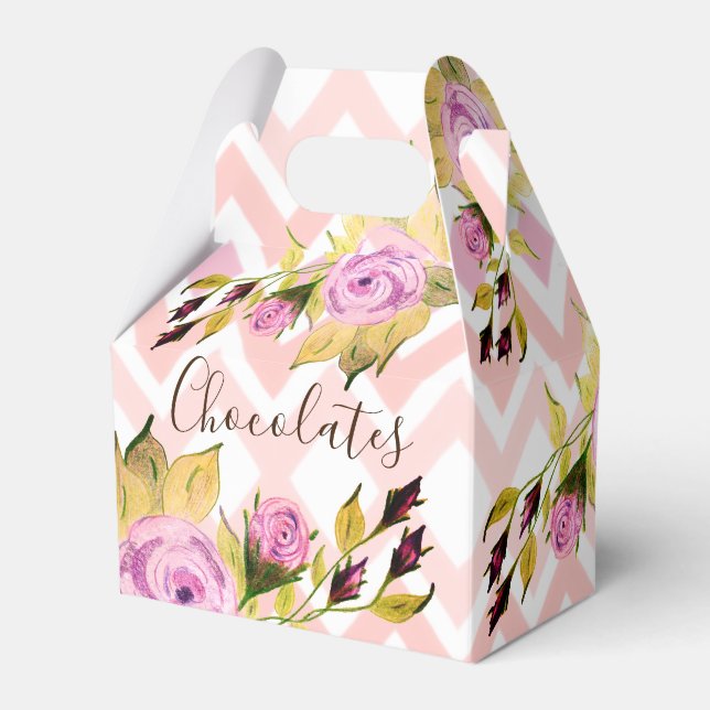 Fintvätt av Lila Blommigt Presentaskar (Framsidan Sidan)