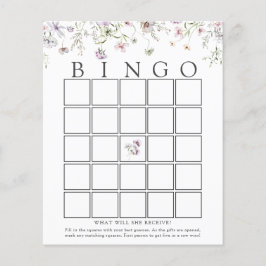 Fintvätt av Lila Wildblomma Baby Bingo-spelkort