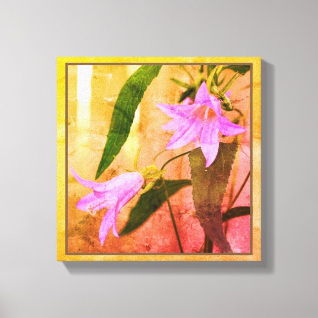 Fintvätt av Lila Wildblommor Distress Canvastryck (Framsida)