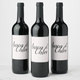 Fintvätt av minimalistisk kalligrafi Bröllop Red Vinflaska Etikett