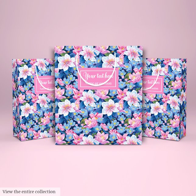 Fintvätt av mjuk pastellförpackad blommigt-rosa-pr (Delicate soft pastel pink floral gift bag wrap)