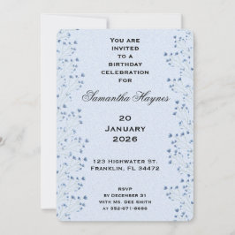 Fintvätt av Mörk blått jokerblomma, Födelsedagsfes Inbjudningar