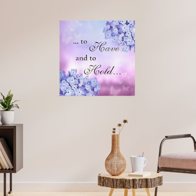 Fintvätt av Petals: Blue Hydrangea Poster (Vardagsrum 3)