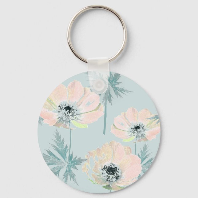 Fintvätt av rosa anemoner. nyckelring (Framsida)