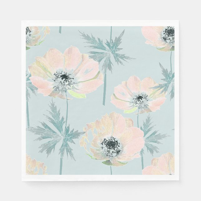 Fintvätt av rosa anemoner. pappersservett (Framsidan)