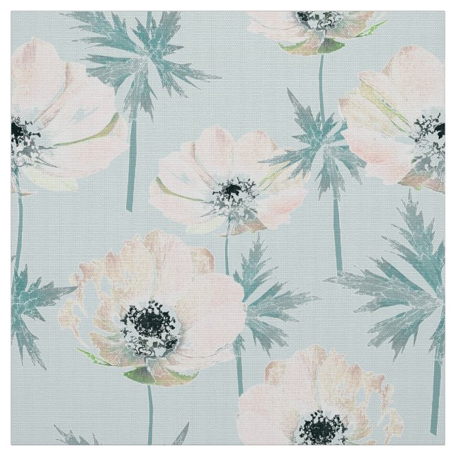 Fintvätt av rosa anemoner. tyg (Provkarta)