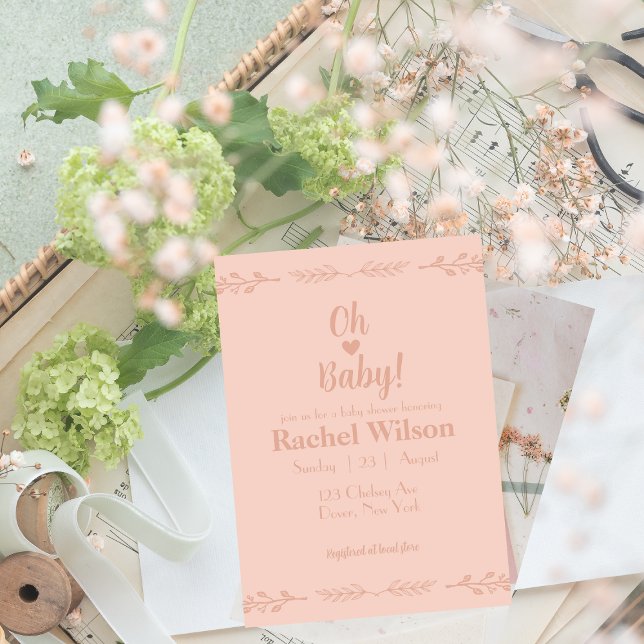 Fintvätt av Rosa babyskal Inbjudningar (Skapare uppladdad)