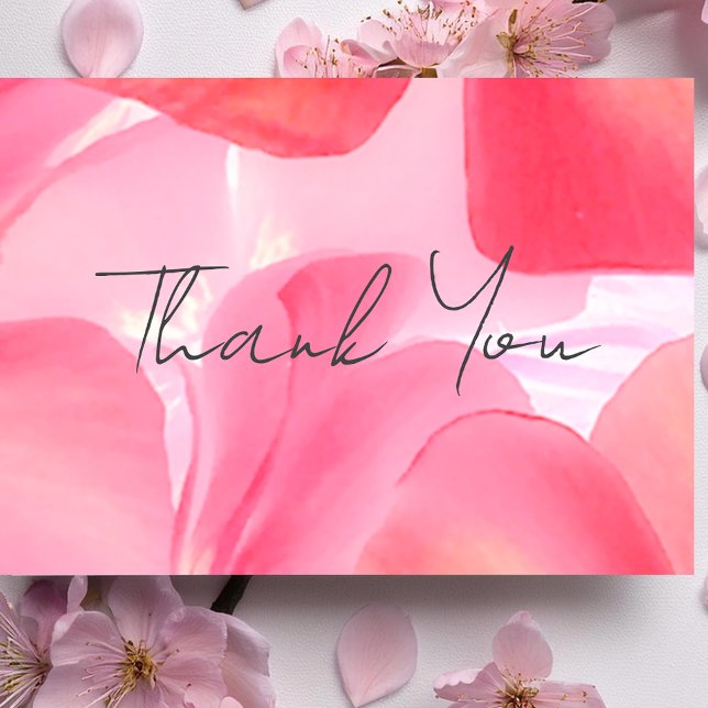 Fintvätt av Rosa Blommar Baby Shower Tack för ditt Inbjudningar (Elegant summer floral thank yow cards.)