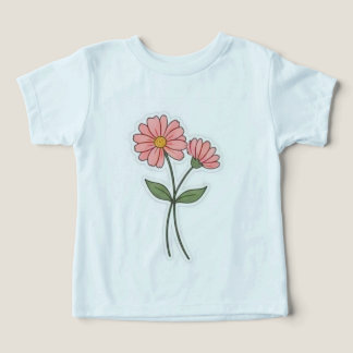 Fintvätt av rosa blommor, minimalistisk t-shirt
