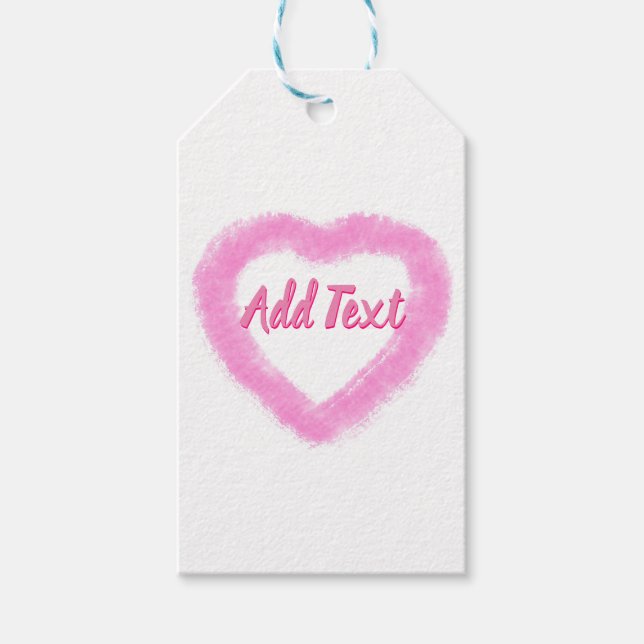 Fintvätt av Rosa Hjärtform Presentetikett (Framsidan)