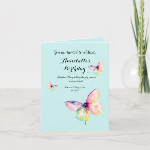 Fintvätt av Rosa i Pastel Rainbow Färg Inbjudan