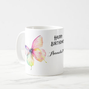 Fintvätt av Rosa i Pastel Rainbow Färg Kaffemugg