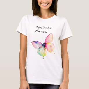 Fintvätt av Rosa i Pastel Rainbow Färg T Shirt