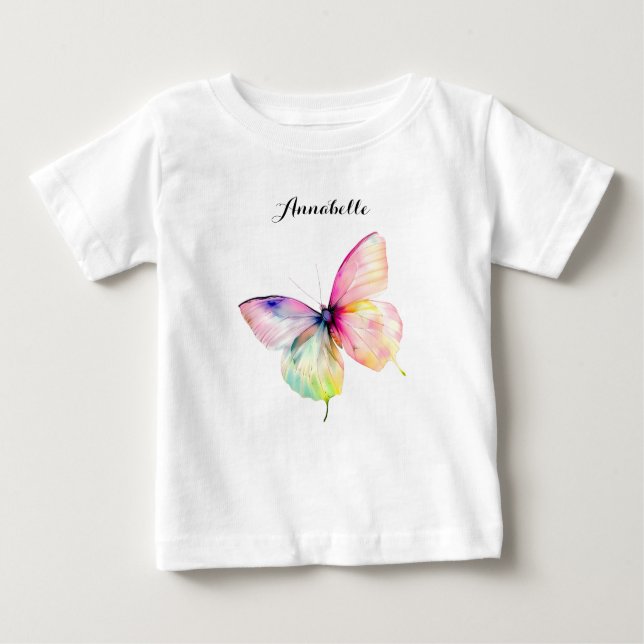 Fintvätt av Rosa i Pastel Rainbow Färg T Shirt (Framsida)