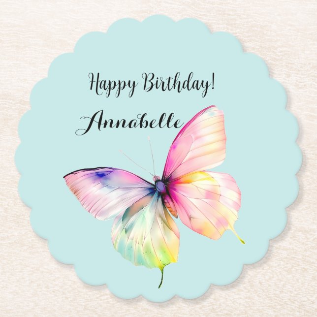 Fintvätt av Rosa i Pastel Rainbow Färg Underlägg Papper (Framsida)