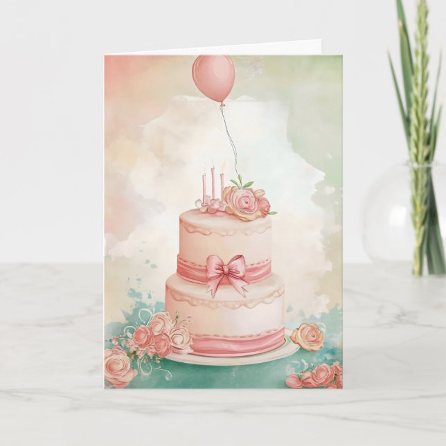 Fintvätt av Rosa Kake Birthday Helgkort (Framsida)