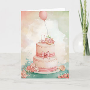 Fintvätt av Rosa Kake Birthday Helgkort