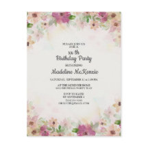 Fintvätt av Rosa Lila Blommigt av vattenfärg