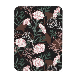 Fintvätt av Rosa med Grönt Löv Blommigt Magnet