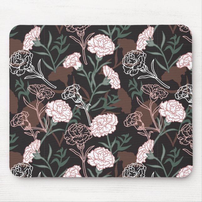 Fintvätt av Rosa med Grönt Löv Blommigt Musmatta (Framsidan)