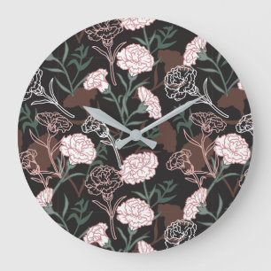 Fintvätt av Rosa med Grönt Löv Blommigt Stor Klocka