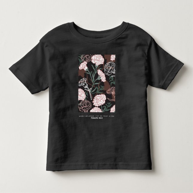 Fintvätt av Rosa med Grönt Löv Blommigt T Shirt (Framsida)