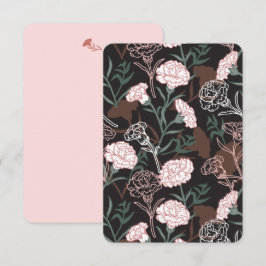 Fintvätt av Rosa med Grönt Löv Blommigt Tack Kort