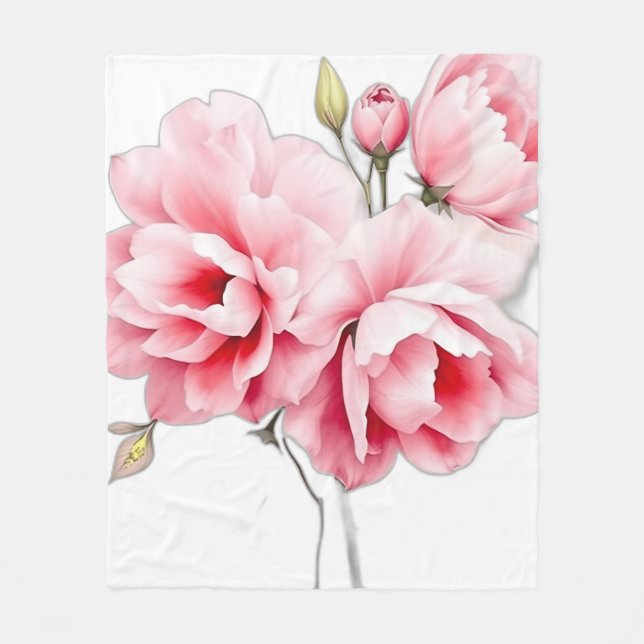 Fintvätt av Rosa och Lavender-Blommigt Fleecefilt (Framsidan)