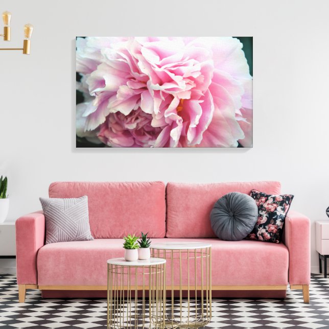 Fintvätt av Rosa Peony Blommigt Wrapped Canvas Skr (Insitu (Vardagsrum))