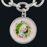 Fintvätt av Rosa Rand Anpassningsbar Photo Blommig Berlockarmband<br><div class="desc">Utformning av ömtålig och söt blommigt.</div>